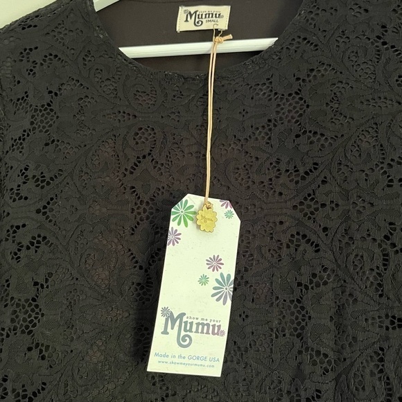 NWT Show Me Your MuMu Women’s Lace Tyler Tunic Mini Dress Black Size Small - Picture 9 of 11